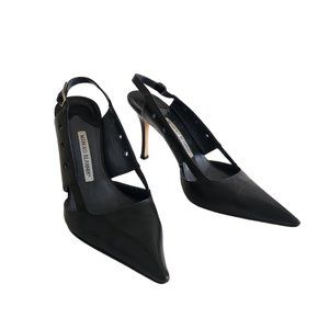 MANOLO BLAHNIK vintage 90's black slingback heels